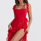 HOUSE OF CB Ariela Cherry Ruffle Maxi Dress - Size XS