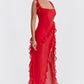 HOUSE OF CB Ariela Cherry Ruffle Maxi Dress - Size XS