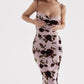 HOUSE OF CB Azura Pink Devore Midi Dress - Size S