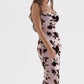 HOUSE OF CB Azura Pink Devore Midi Dress - Size S