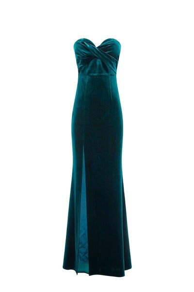 Strapless Emerald Velvet Gown