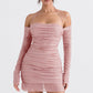 HOUSE OF CB Estella Soft Pink Crystallised Dress - Size XS