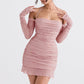 HOUSE OF CB Estella Soft Pink Crystallised Dress - Size XS