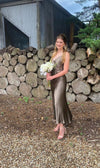 SHONA JOY La Lune Cross Draped Maxi Dress in olive