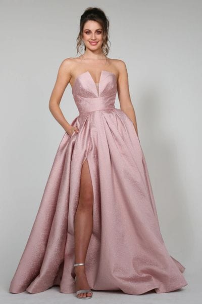 pink jacquard gown