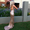 long sequin open back