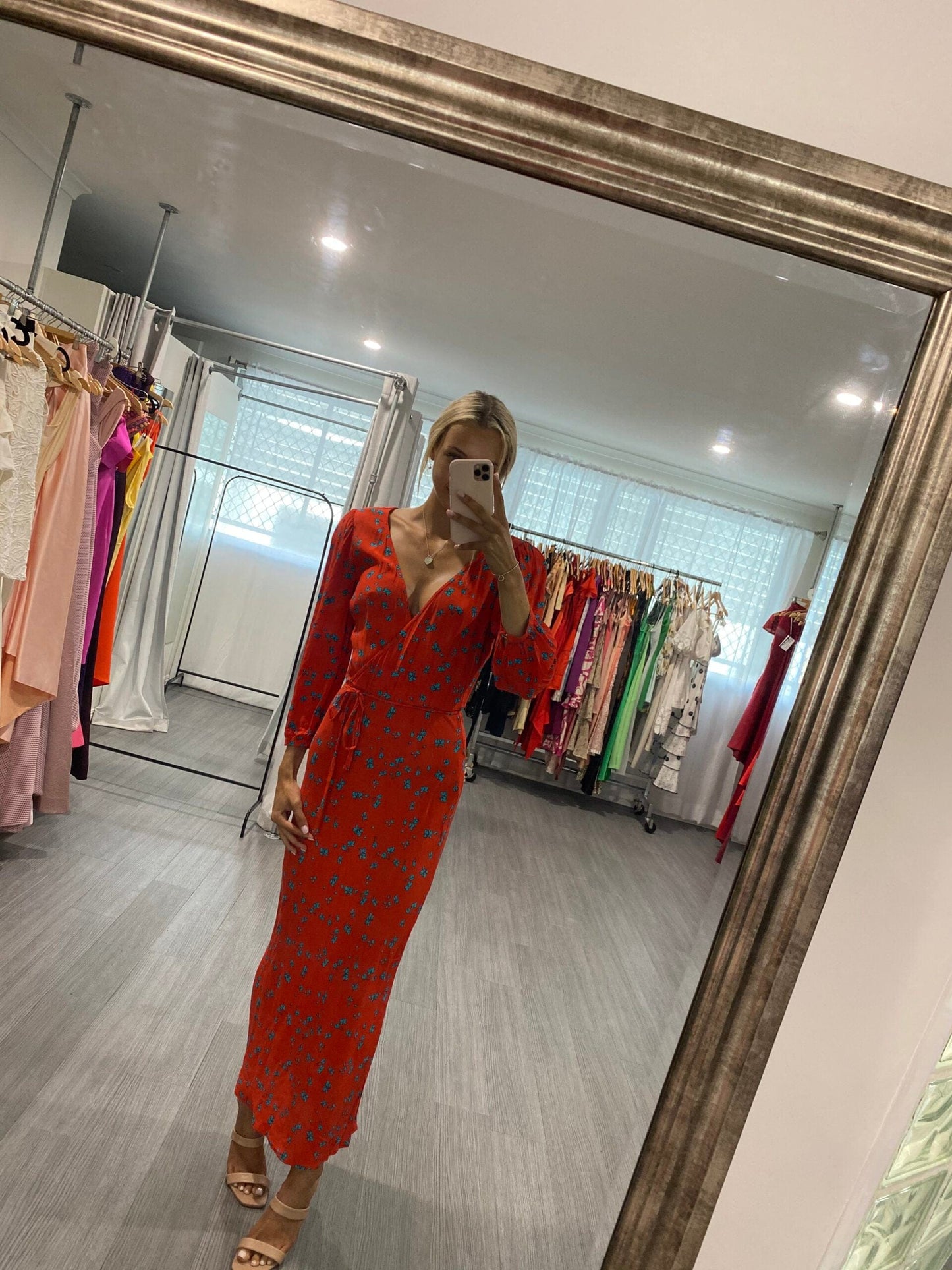  Mae Midi Dress In Red