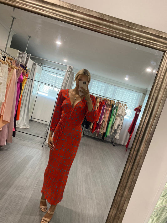  Mae Midi Dress In Red
