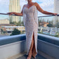 sequin drape cocktail dress