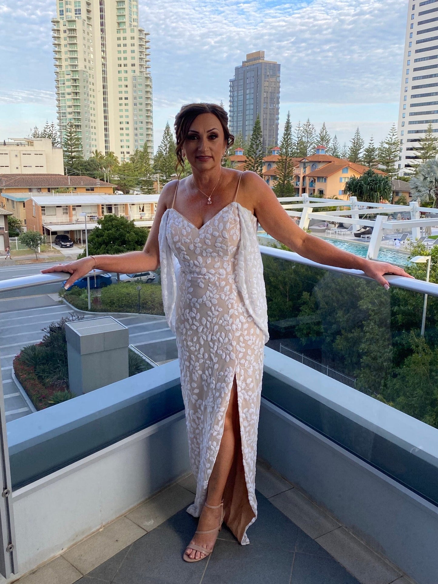 sequin drape cocktail dress