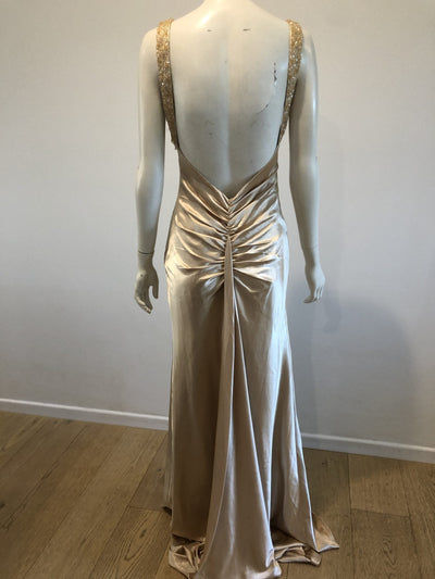 Satin Gown With Sequin Straps