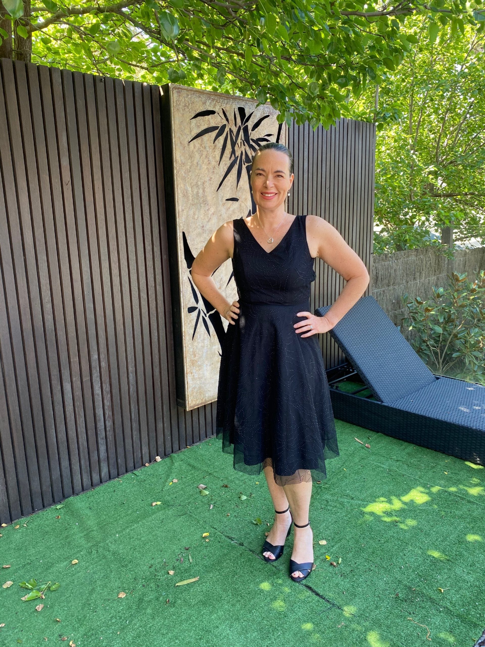 Black Sequin Midi Dress