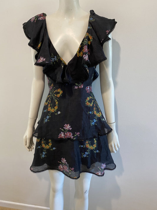 TALULAH Black Floral Print Mini Dress