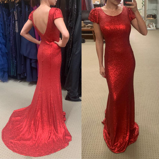 JADORE Cap Sleeve Sequin Gown