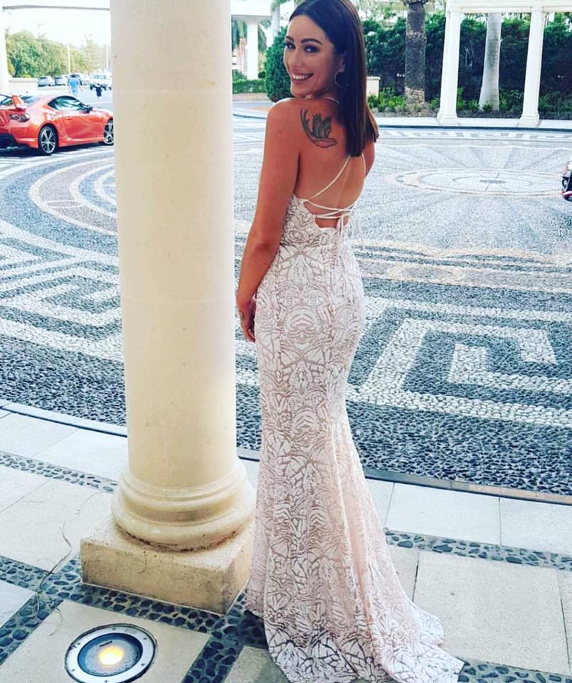 Love With This Dress Long white sequin gown with low back and cross One Night Stand Designer Dress Hire Love With This Dress Long white sequin gown with low back and cross One Night Stand Designer Dress Hire