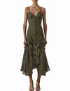 Contour Ruffle Cocktail Midi Dress