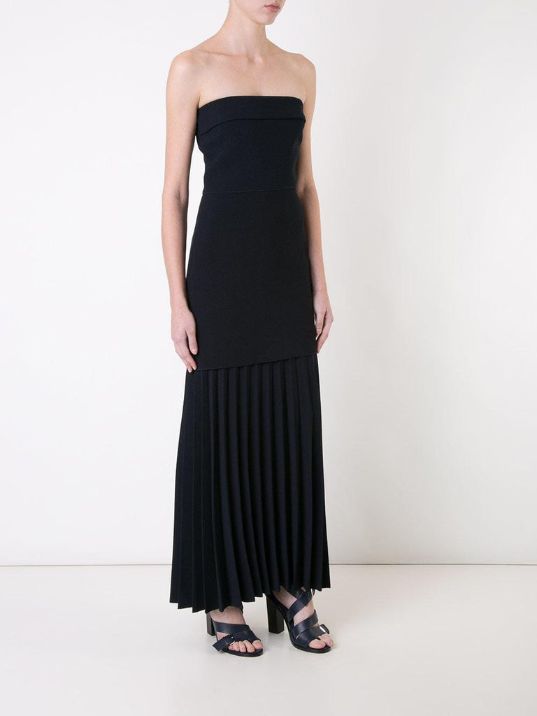 Linear Crepe Pleat Dress In Dark Navy