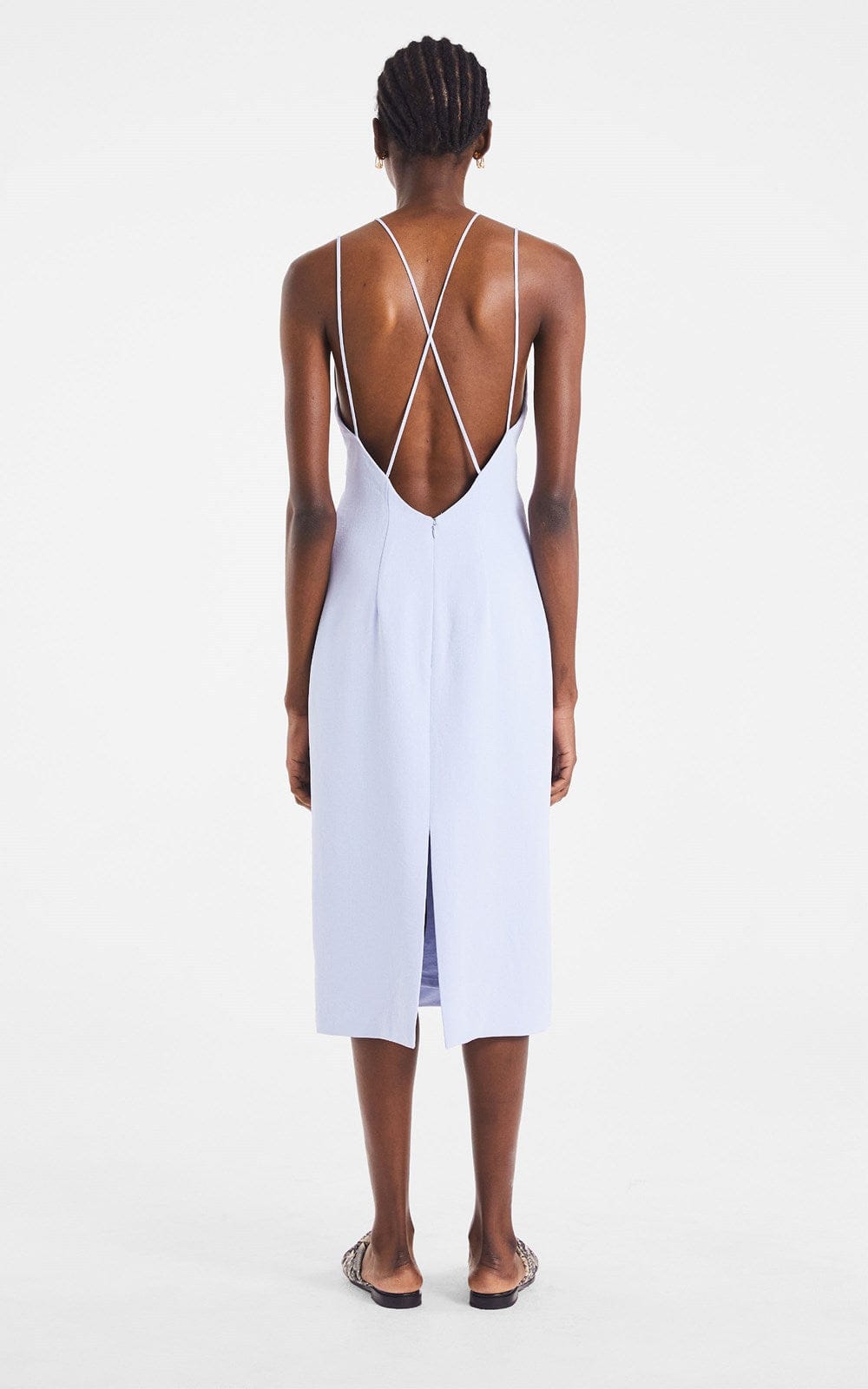 Whitewash Link Slip Dress Sky Blue