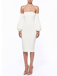 MISHA COLLECTION Ivory Balloon Sleeve Midi Dress