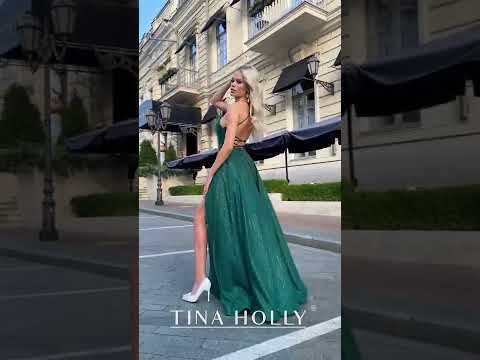 TINA HOLLY Sprinkle Glitter Formal Gown - Emerald Green