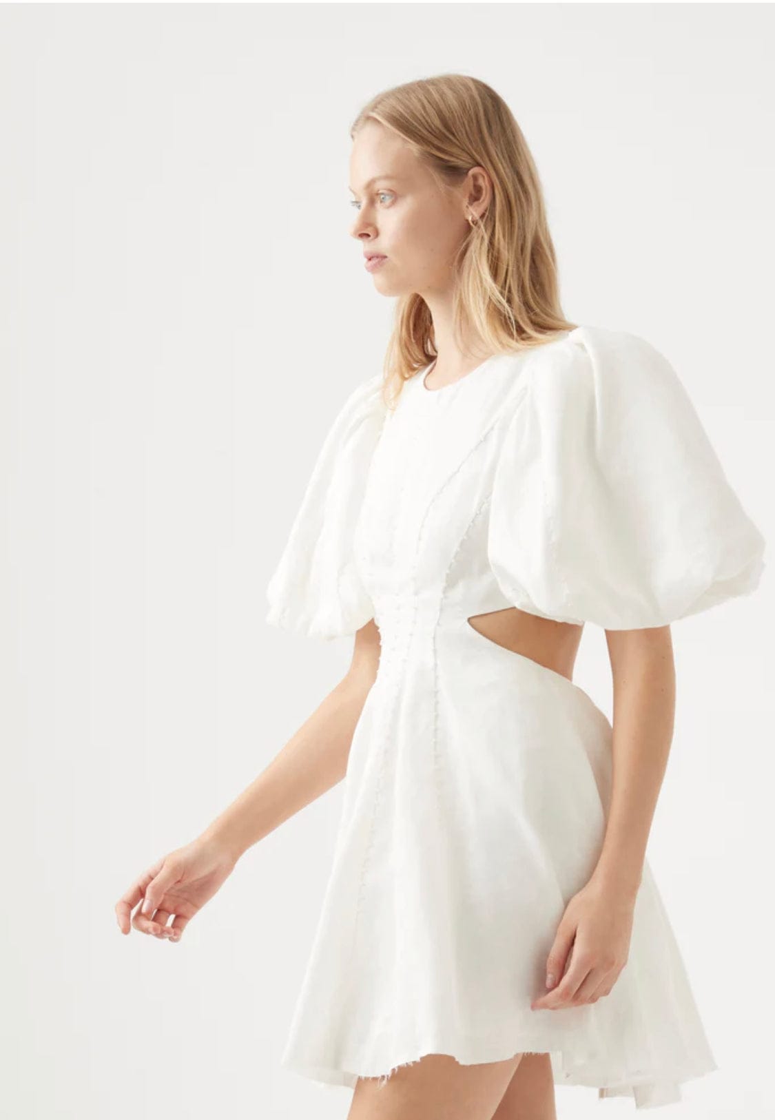 renee puffed sleeve bead mini dress