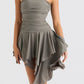 HOUSE OF CB Valeria - Smoke Gathered Asymmetric Dress Size XS