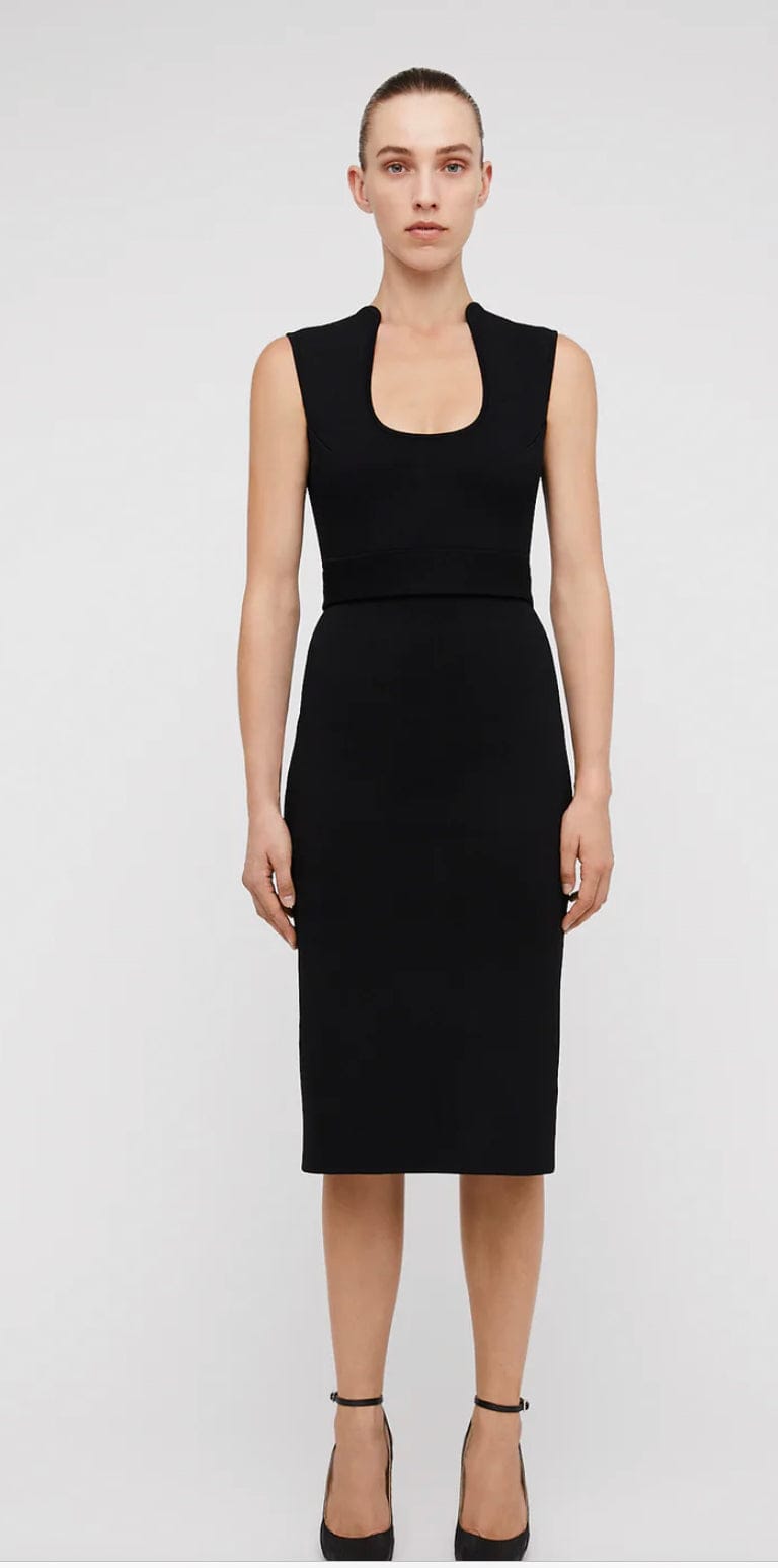 crepe knit scoop neck dress