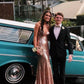 ALAMOUR THE LABEL Rose Gold Long Sequin Gown