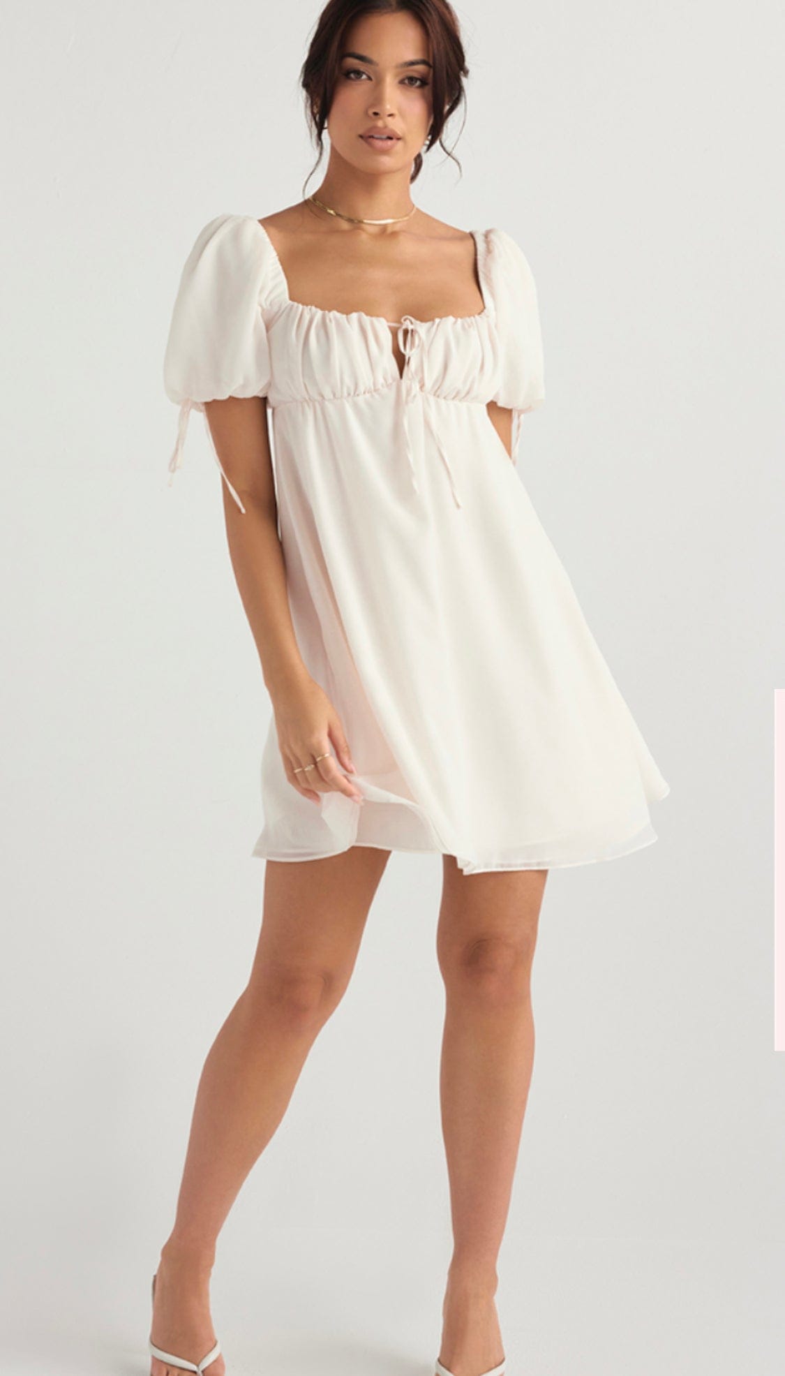 HOUSE OF CB Princess Ivory Georgette Mini Dress - Size XS