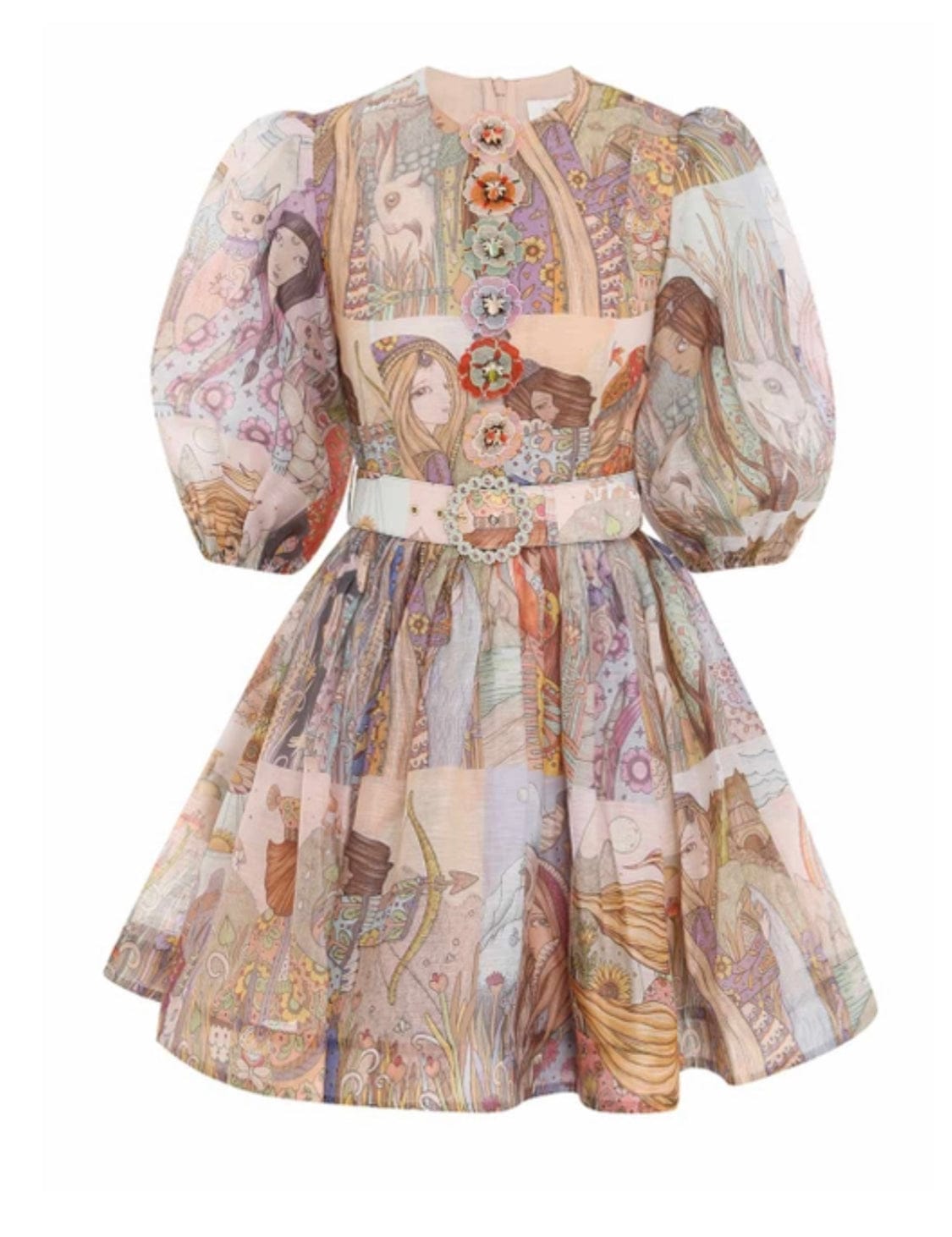 silk linen organza mini dress