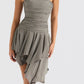 HOUSE OF CB Valeria - Smoke Gathered Asymmetric Dress Size XS