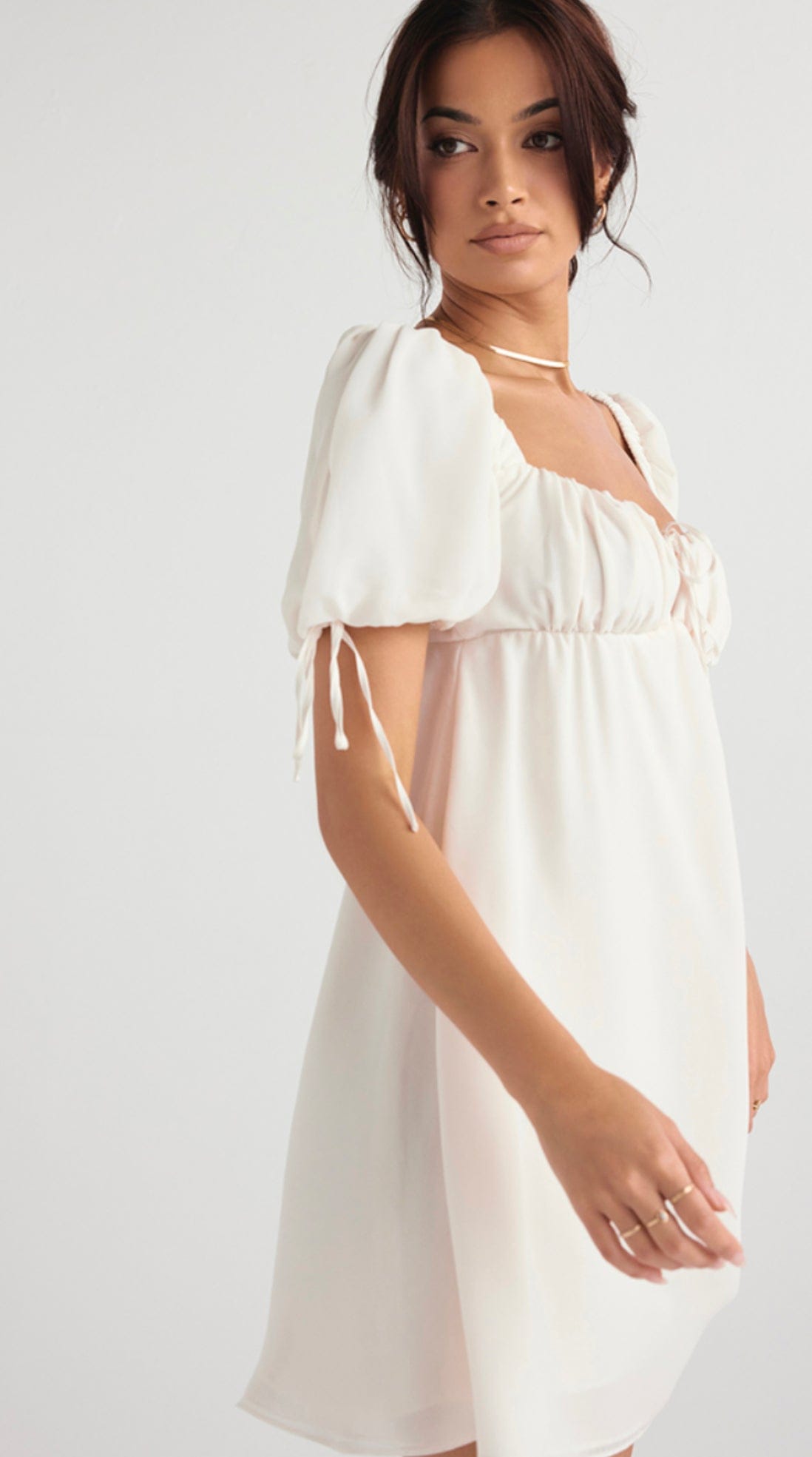 HOUSE OF CB Princess Ivory Georgette Mini Dress - Size XS