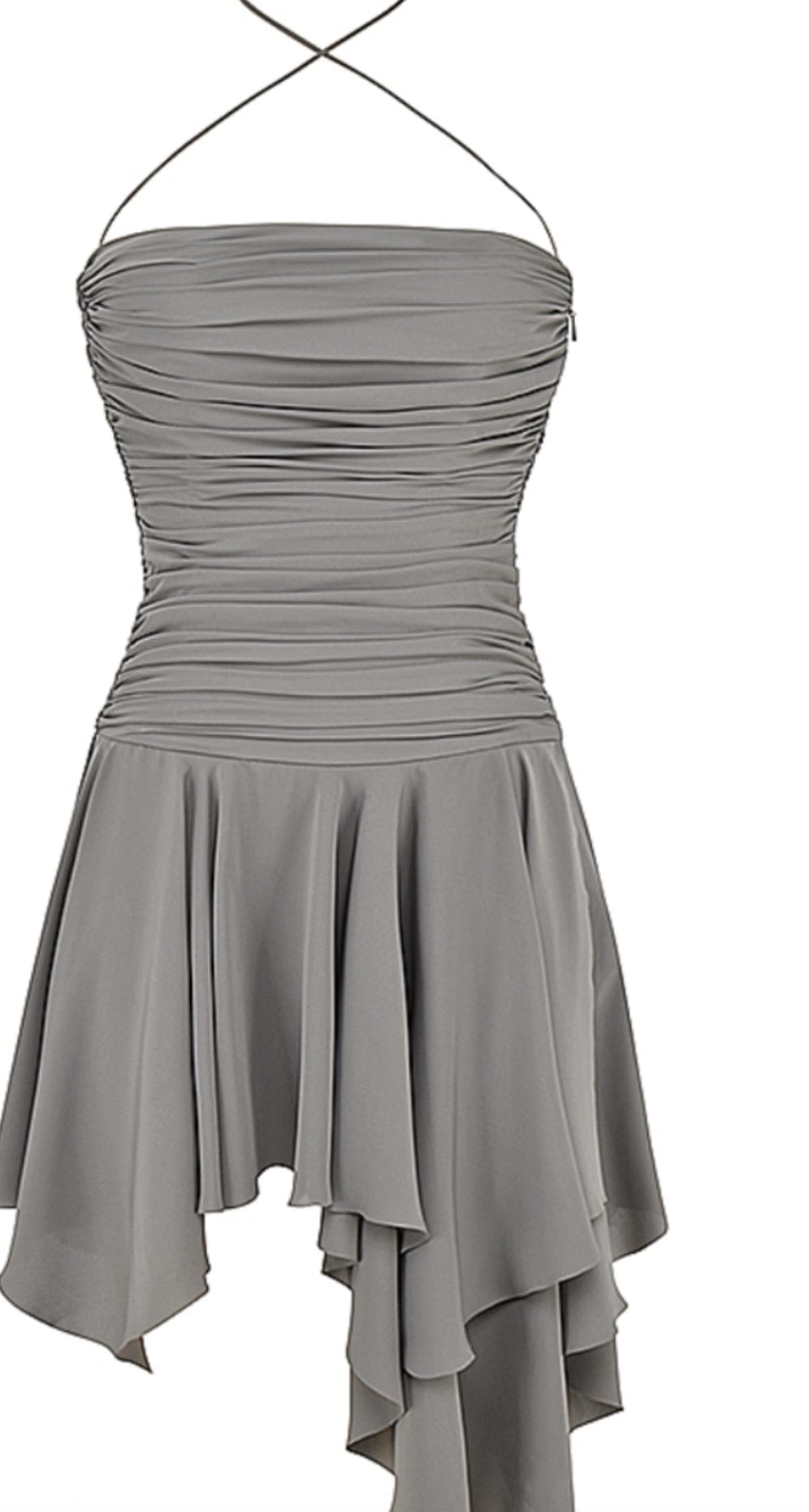 HOUSE OF CB Valeria - Smoke Gathered Asymmetric Dress Size XS