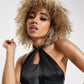 ASOS Twist Front Satin Mini Dress in Black