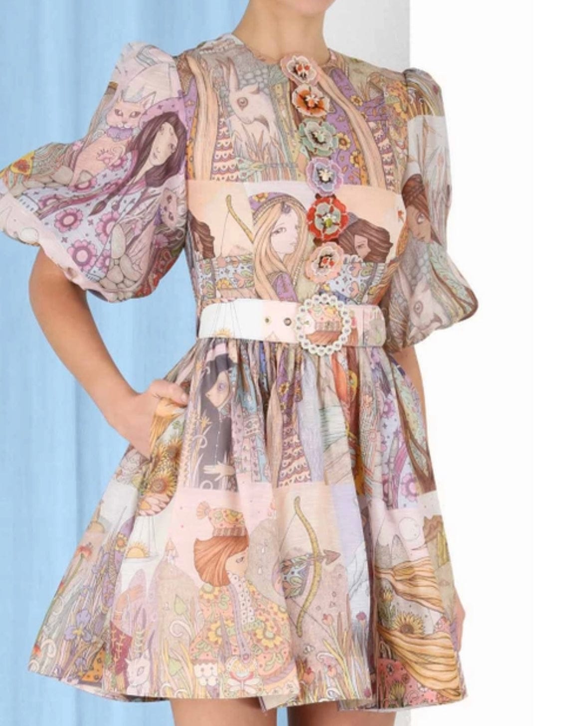 silk linen organza mini dress