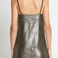 metallic bronze mini dress