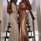 ALAMOUR THE LABEL Rose Gold Long Sequin Gown