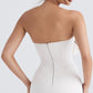 HOUSE OF CB Ariella Ivory Satin Crystal Embellished Bow Mini Dress - Size S