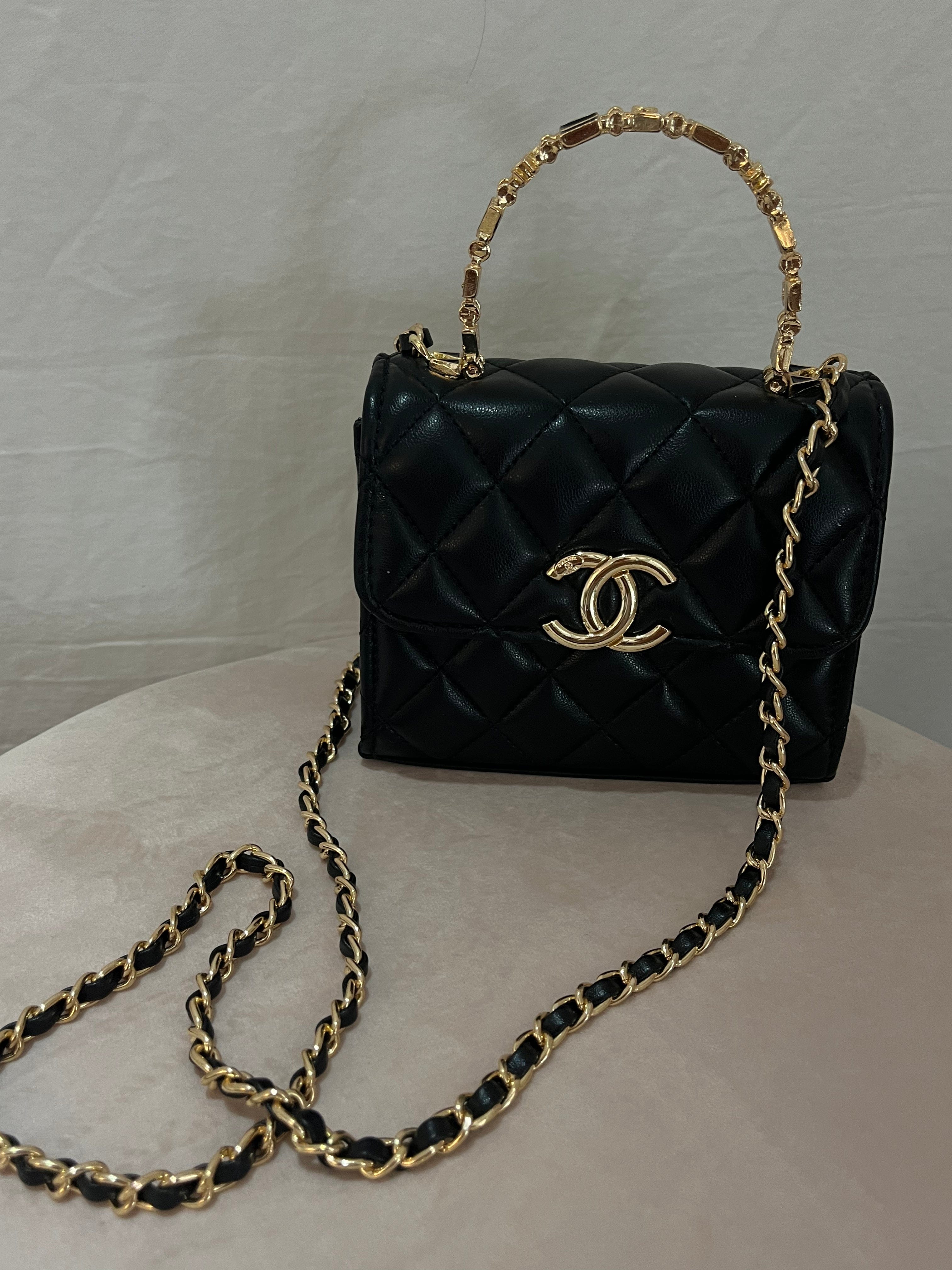 HIRE CHANEL Mini Handle Clutch With Chain Black or White – One Night Stand  Designer Dress Hire