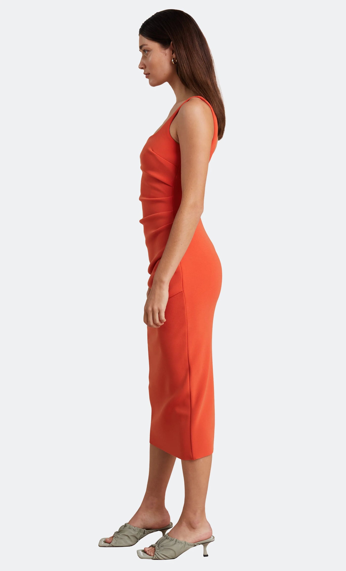 karina tuck midi dress - tangerine karina tuck midi dress