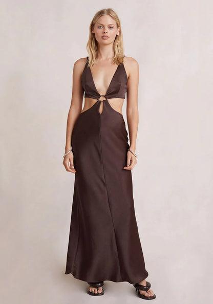 BEC & BRIDGE Felix V Maxi Dress - chocolate