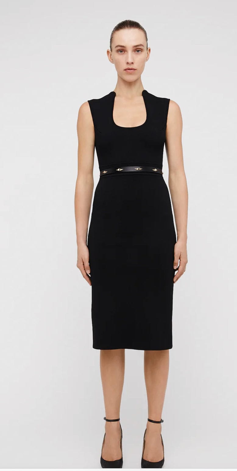 crepe knit square neck dress Scanlan Theodore Crepe Knit Square Neck Dress