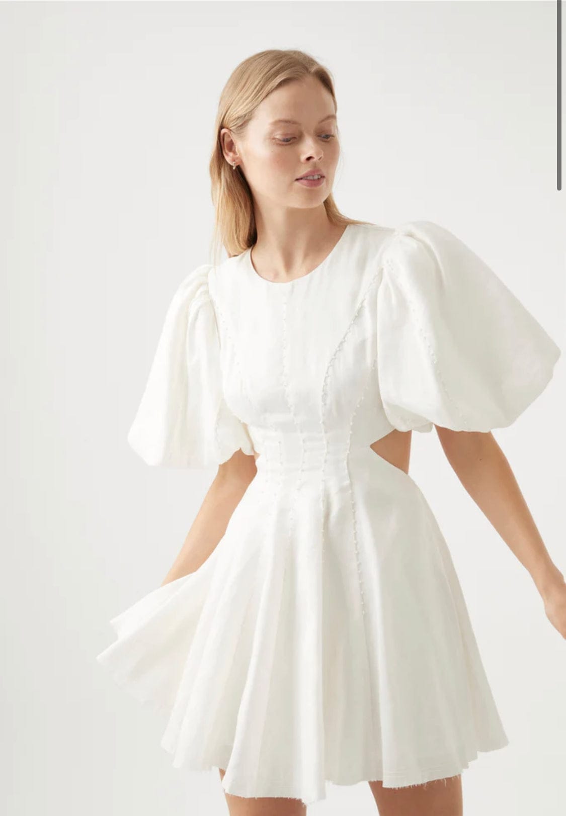 renee puffed sleeve bead mini dress