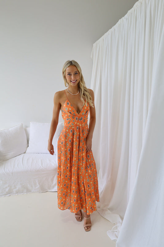 linen foulard strappy dress
