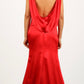 camellia satin red gown