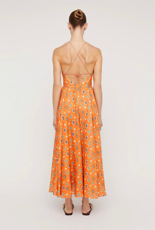 linen foulard strappy dress