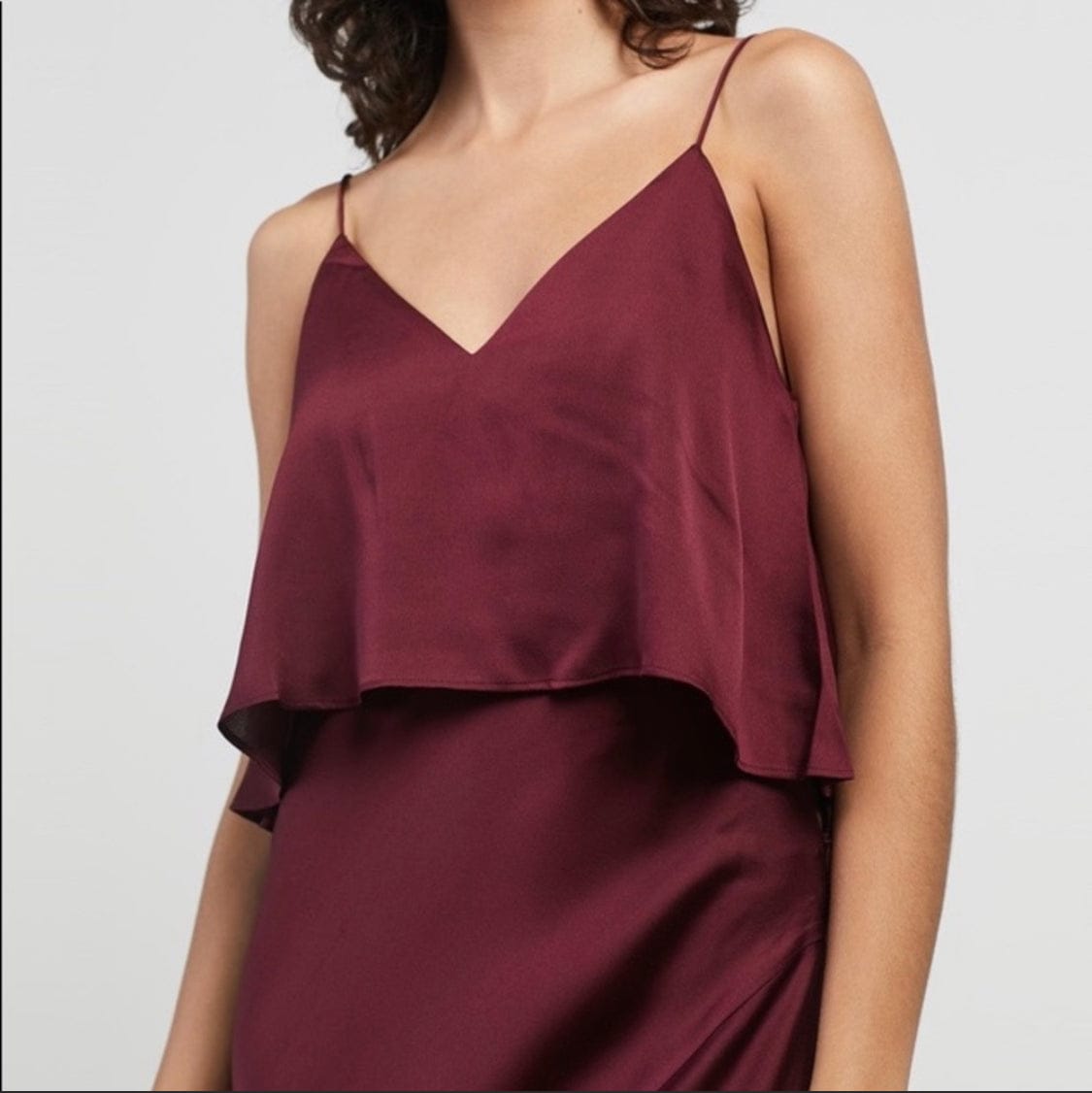 Garnet Bias Frill Slip Maxi Dress