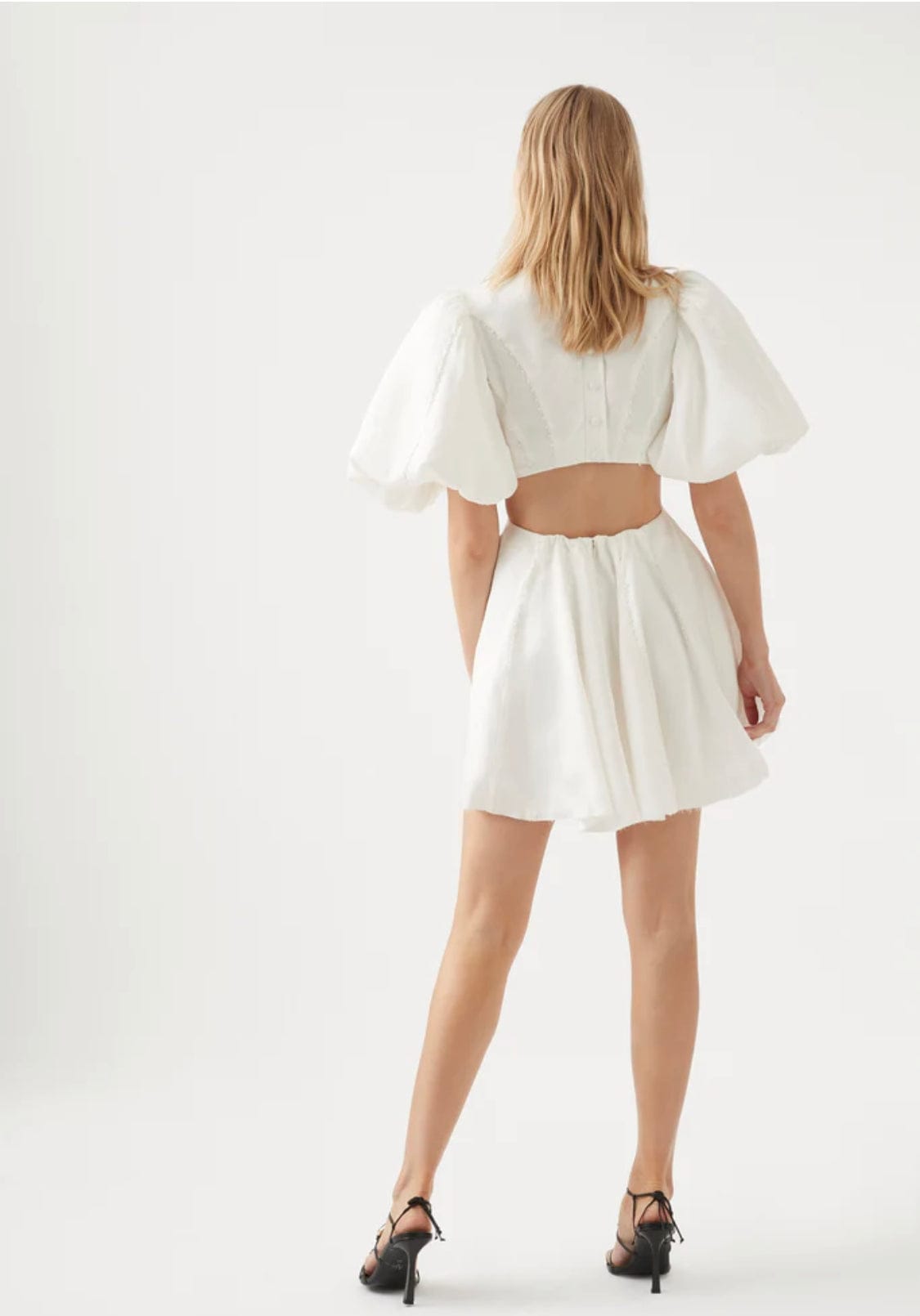 renee puffed sleeve bead mini dress