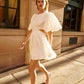 renee puffed sleeve bead mini dress