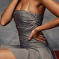 HOUSE OF CB Valeria - Smoke Gathered Asymmetric Dress Size XS